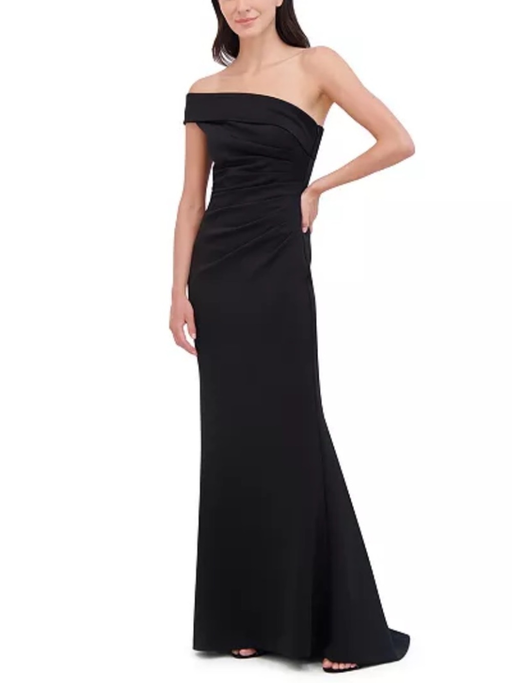 Eliza J Black One Shoulder Mermaid Evening Gown Scuba Size 8 NWT